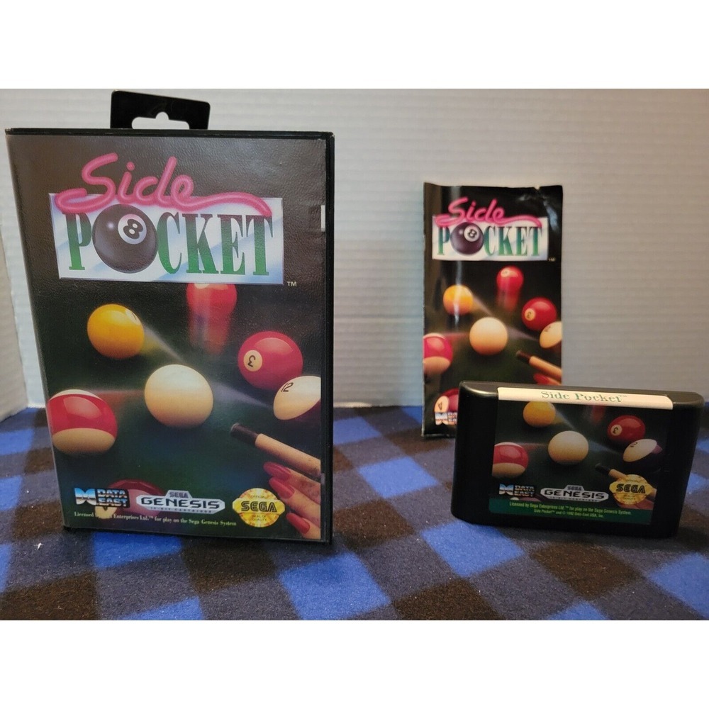 Side Pocket Sega‎ Genesis Video Game Complete in Box